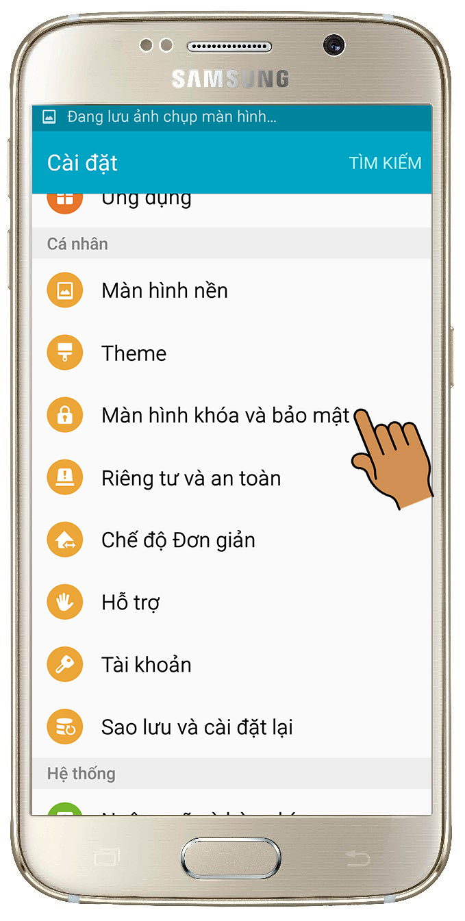 Chọn màn hình khóa và bảo mật
